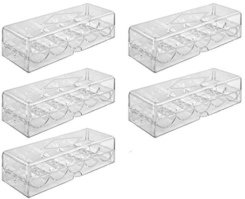 Bullets Playing Cards, Poker Chip Tray Set for 500 Poker Chips, 5 Trays with Lids for 100 Chips Each, Chip Rack/Tray, Transparent, Acrylic