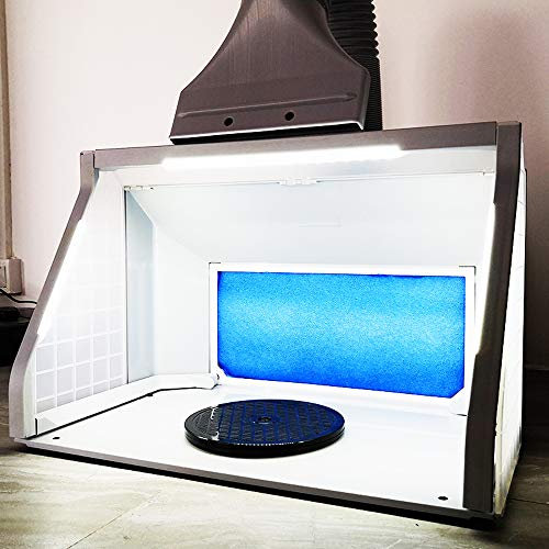 TOGUSH Professional Airbrush Spray Booth with 3 LED Light Turn Table Large Capacity Portable Paint Spray Booth for Cake Hobby Model Airplane Crafts Painting