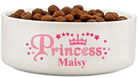 Personalised Pet Bowl. Princess Dog Bowl. Ceramic 14cm Pet Bowl.