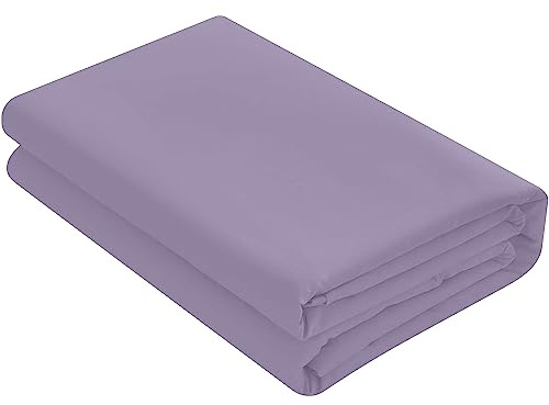 HOME ACE Non Iron Percale Flat Sheet Super King Bed Lilac, 180 Thread Count 100% Poly Cotton Top Sheets Superking Bedding, Polycotton Lilac Bed Sheet Superking Size Bed Cotton Flat Sheet