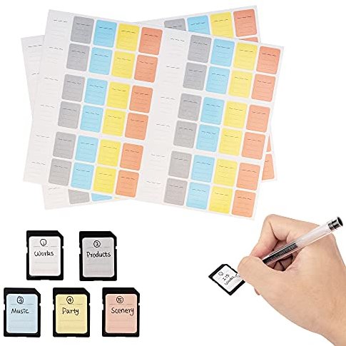 JJC 120Pcs Label Stickers Removable Multipurpose Self Adhesive Sticky Labels Cards Mark Paper Sticker for SD XQD CFexpress Type-B Memory Cards Office Folders Kitchen Food Storage Bins Jars Boxes