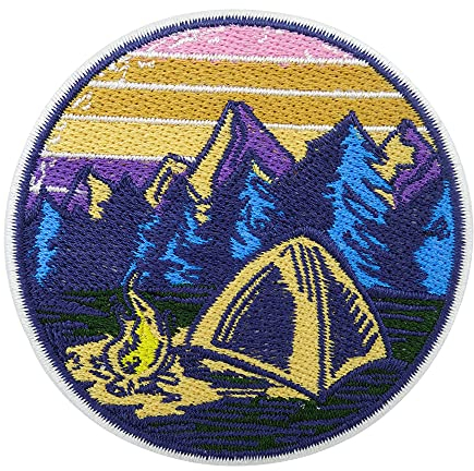 Finally Home Retro Camping Zelt Patch zum Aufbügeln | Vintage Wanderer Patches, Berge Bügelbild, Wald Flicken, Wandern Aufnäher