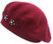 ZLYC Damen Womens French Reversible Cashmere Beret Baskenmütze, Blumen, Burgunderrot, Large