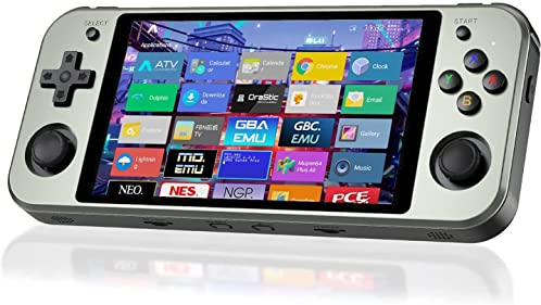 Consola de Juegos portátil RG522 Soporte Android7.1 Sistema de código Abierto RK3399 Chip 64G TF Tarjeta 2500 Juegos clásicos Pantalla IPS de 5.36 Pulgadas 2PCS 3200mAh Batería (Gery)