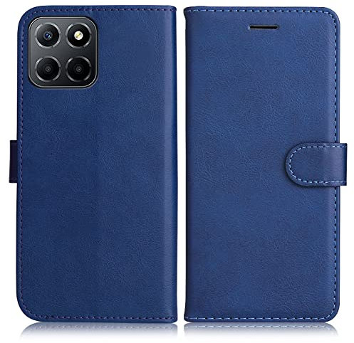 DENDICO Coque pour Huawei Honor X8 5G / Honor X6 5G, PU en Cuir Coque Portefeuille Étui Housse, Design Classique TPU Coque pour Huawei Honor X8 5G / Honor X6 5G, Bleu Marin