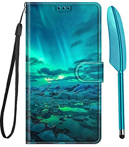 Knoowcase for Samsung A12 Case Shockproof Wallet Phone Case Flip PU Leather Silicone Bumper Slim Fit Protective Cover Card Holder Magnet Kickstand Samsung Galaxy A12 Case & 1 Touch Pen, Green Light