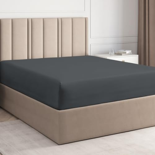 Spannbettlaken 90x200 cm – 30 cm Steghöhe – Aus weicher, gebürsteter Polyester-Mikrofaser – Spannbetttuch passend für Matratzen bis 30 cm Höhe – OEKO-TEX Zertifiziert – Dunkelgrau, Einzelpackung