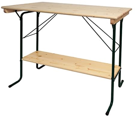 Stehtisch HWC-L67, Biergartentisch Biertisch Bierzelttisch Campingtisch, klappbar Metall Kiefer Holz 110x125x70cm MVG