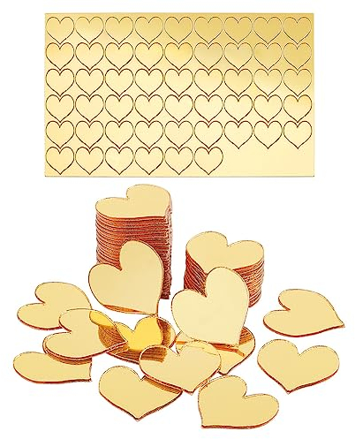 PH PandaHall 100 Stück Goldene Spiegel Zum Basteln Selbstklebende Herz Spiegelfliesen 1.7cm Acryl Bastel Spiegelaufkleber Kleine Spiegelkreise Für Bastelarbeiten Kunst DIY Projekte Zuhause Wand