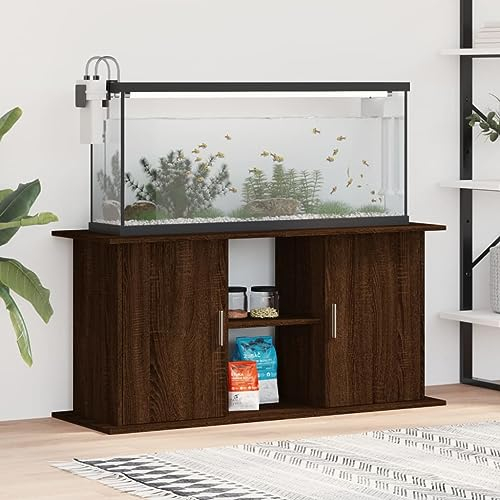 KRHINO Aquarium Unterschrank, Aquariumständer Braun Eichen-Optik 121x41x58 cm Holzwerkstoff Langlebiges Material + Stauraum + Stilvolles Design Stabilen Sicheren Platz den Aquarium Schau Stellen