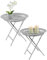 Stephans Möbelbörse 2er Set Beistelltisch Orientalisch aus Metall rund Ø54cm Wohnzimmertisch Sofatisch Couchtisch Tablett Teetisch Tisch klappbar Silber