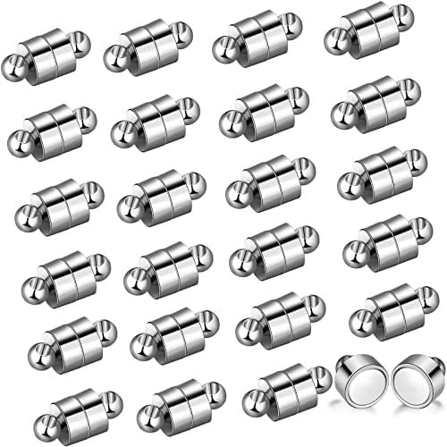 24 Paar magnetische Halsketten-Armbandverschlüsse, Magnetkonverter, Schmuckverschlüsse, Verlängerungen, Verschlussverschlüsse für die Herstellung von Armbändern und Halsketten (Silber)