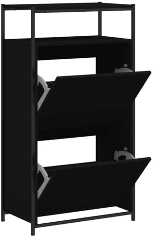 vidaXL Schuhschrank Schwarz 60x34x112 cm Holzwerkstoff