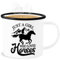 Emaille Becher Blechbecher - Pferde - Tassen - Just a girl who loves horses I Pferdeliebe Geschenk Pferdemädchen - 300 ml - Weiß Schwarz - sprüche pferd tasse reit trinkbecher reiter