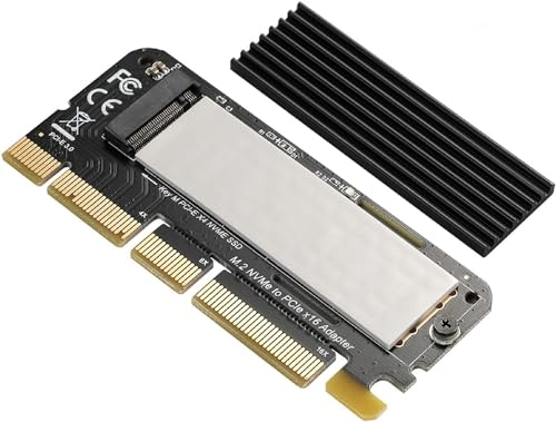 YABOANG Adaptador NVME PCIE a SSD M.2 Con Disipador de Calor - Compatible Con M-Key SSD M.2 NVME o AHCI - Soporta Ranura PCI-E x4 x8 x16