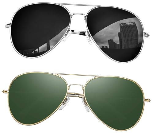 KANASTAL Lunettes de Soleil Polarisées Homme et Femme Rétro UV400 Lunette de Soleil Homme Métal Mode Classique Noir et Vert