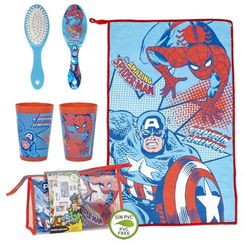 Trousse de Toilette de Voyage Avengers - Bleu - 23 x 15 x 8 cm - Grande capacité de Stockage - Fermeture à glissière - Produit Original conçu en Espagne