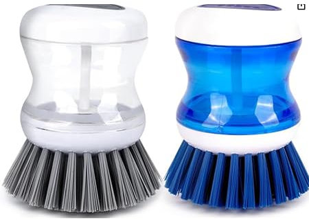 Votvlog Lot de 2 Brosse Vaisselle avec Reservoir Distributeur de Savon Liquide, Brosse Multi-Usages, pour Le Nettoyage des casseroles, du Nettoyage des éviers de Cuisine Couleur Aléatoire