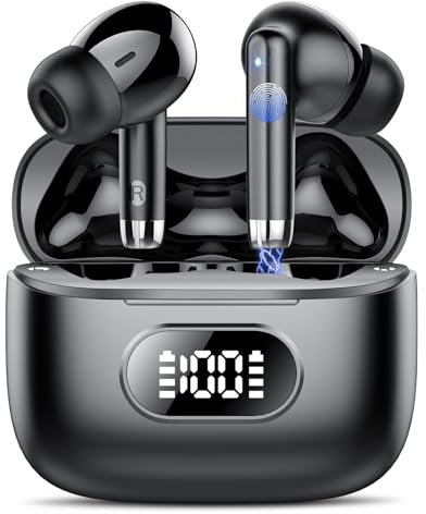 Wireless Earbuds, Bluetooth 5.3 Headphones In Ear with 4 ENC Noise Cancelling Mic, Earbuds with 50H Hifi Stereo, LED Power Display, Mini Ear buds IPX7 Waterproof
