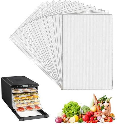 12 Stück Dörrfolie Antihaft Silikon Dehydrator Blätter für Obsttrockner, BPA-Frei, Fruchtleder Matte, Dörrfolie für Dörrautomat für Rechteckige/Runden Dörrautomat Obsttrockner-(37x29cm)