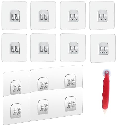 Juliyeh 12 Pcs Shower Caddy Adhesive Hooks Replacement, Strong Stickers Wall Hooks with Rollers, No Drilling for Bathroom Storage Shelves, Kitchen Racks and Baskets
