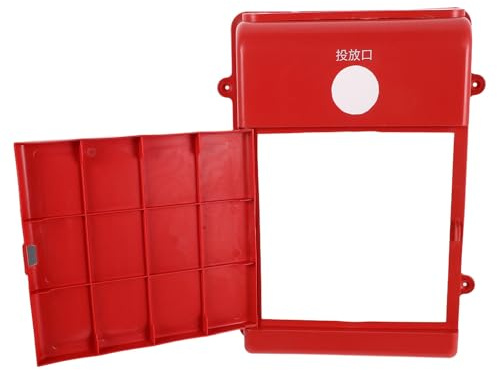 INOOMP Contenitore per Rifiuti Batterie Usate in Plastica Rossa, Montaggio a Parete con Struttura Chiusa e Serratura, per Uffici e Spazi Pubblici