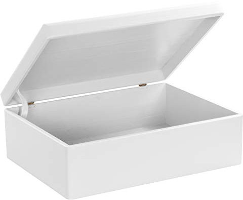 LAUBLUST Holzkiste mit Deckel - 40x30x14cm, Weiß, FSC® - Aufbewahrungskiste | Erinnerungsbox | Bastel- & Geschenkkiste
