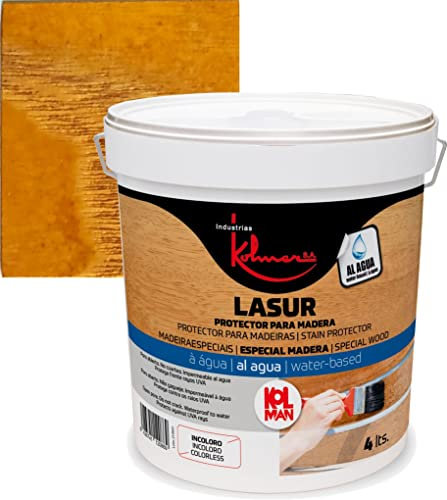 Protector para madera al agua Kolman Nature. Lasur protección madera (4 litros, castaño)