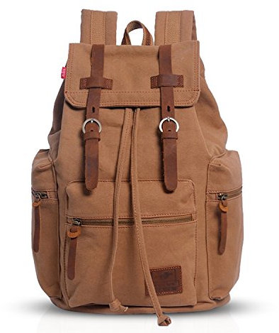 FANDARE Retro-Rucksack, 15,6 Zoll / 39,6 cm (15,6 Zoll), für Laptop, Outdoor, Reisen, Arbeit, Studenten, Wandern, Schultaschen, Daypack, Khaki B, M, Freizeitrucksack