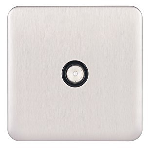 Schneider Electric Lisse GGBL7010BSS - Toma de antena de TV/FM, sin tornillos, 240 V, acero inoxidable con inserto negro