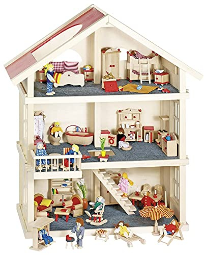 Puppenhaus 3 Etagen aus Holz von goki Puppenstube mit Palandi® Sticker