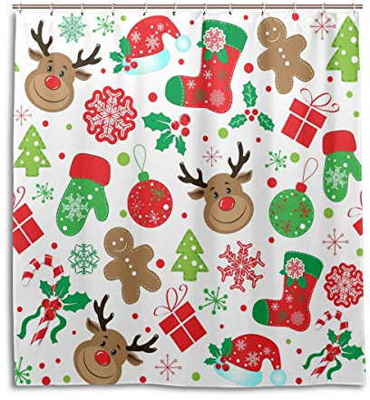Eslifey Rideau de douche Motif Noël 66 x 72 cm