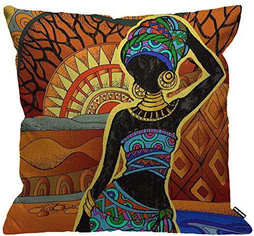 HGOD DESIGNS Kissenbezug, afrikanische Frau, Dekokissenbezug für Herren/Damen, Wohnzimmer, Schlafzimmer, Sofa, Stuhl, 45 x 45 cm