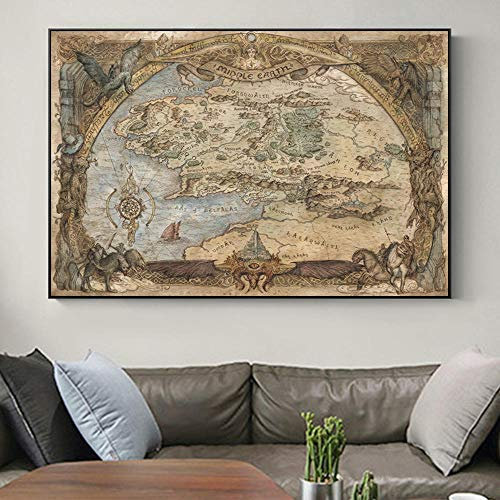 KaKille Jigsaw Puzzles Puzzle Lord of the Rings Wooden Middle Earth Map Movie Adult 1000 Piece Puzzles Children Adult Educational Toys