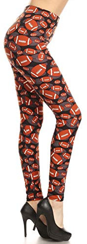 Leggings Depot Damen Ultra Soft Printed Fashion Biker Shorts BAT4, American Football, Klein