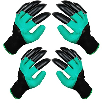 DCCPAA Guantes de jardín con garras, 2 pares (dos manos con garras) para cavar, plantar, desmalezar, sembrar, impermeable, el mejor regalo de jardinería para hombres y mujeres (verde)