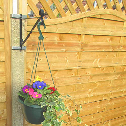 Set of 2 10 Black Hanging Basket/Shelf Brackets Secured with Clinch-It 4 Concrete Fence-Post Brackets