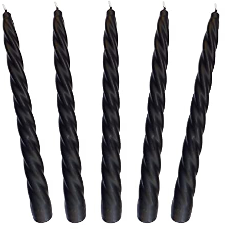 Edle Spiralkerzen Vintage No. 1 in Schwarz Matt - 5 Stück Twisted Candles I gedrehte Spiral Kerzen Stabkerzen Spitzkerzen - 23 x 2,2 cm - Trendkerzen