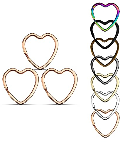 KEYU® Schlüsselringe in Herzform Herz Schlüsselanhänger für Paare Rosé Gold Silber Schwarz Schlüsselanhänger Herz (3, Rosé)