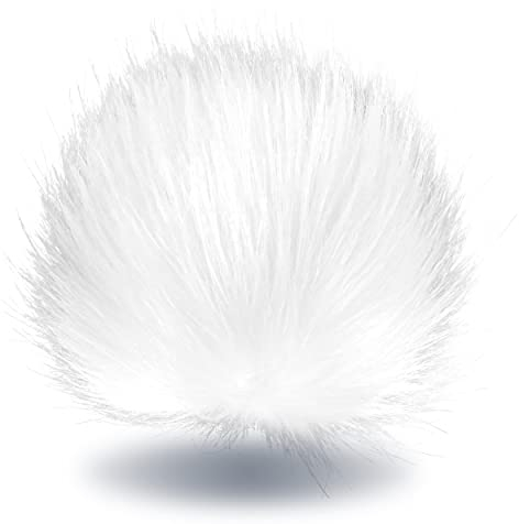 Wohnkult 15-17 cm Kunstfell Bommel Pelzbommel Fellbommel Pompon mit Faden für Mützen Anhänger Dekoration | 16 Farben (Weiß)