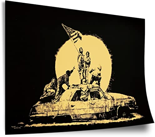 Poster aus Baumwolle Amerika USA, Street-Art Banksy - Moderner Kunstdruck - Perfekt als Geschenk, Wohnzimmer, Inneneinrichtung Deko Kunstdruck ohne Rahmen, Wandbild - A4, A3, A2, A1, A0, XXL - Wohn..