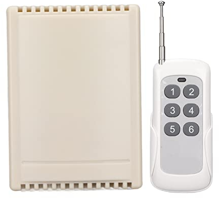 Interruttore di Telecomando a Relè Senza Fili, Ricevitore Trasmettitore RF Wireless a 6 Canali per il Controllo di Porte e Finestre Elettriche, con Telecomando a 6 Tasti, da 12 a 48 V