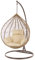 Kideo Komplettset: großer Hängesessel mit Gestell & Kissen, XXL Korbsessel, Poly-Rattan, (Korb: Hellbraun & Gestell: braun, Kissen: Hellbraun Nest (7007_capucchino))