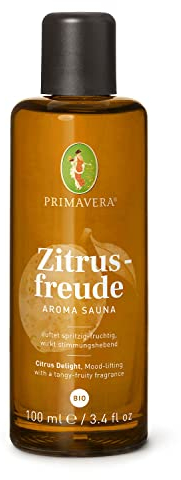 PRIMAVERA Zitrusfreude Aroma Sauna bio 100 ml – Saunaöl, Aromatherapie - spritzig-fruchtiger Duft – stimmungshebend - vegan