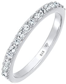 Elli Ring Damen Band Memoire Elegant mit Kristallen in 925 Sterling Silber