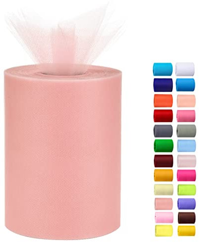 Rotoli di tulle da 15,2 cm x 91,4 m, rotolo di tulle per gonne tutù fai da te, matrimoni, baby shower, decorazioni artigianali per feste (oro rosa)