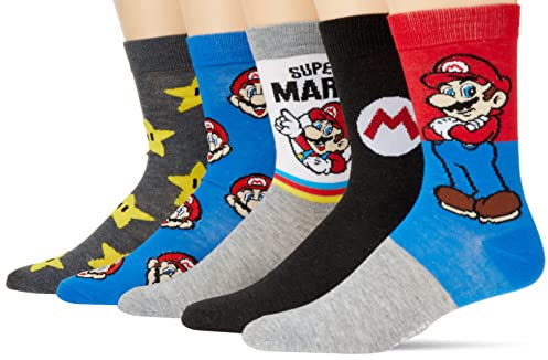 Mario Herren 5er-Pack Crew Socken, Grau, mehrfarbig, 43-47 EU