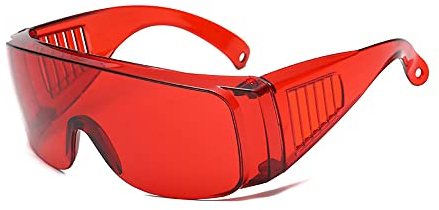 SagaSave Sicherheits-Überbrille, UV-beständige Schutzbrille für Bau, Outdoor und Labor, Rot