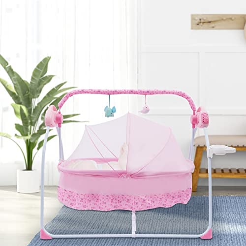 Automatische Elektrische Baby Wiege Babywippe Schaukelstuhl, Mit Musik Automatik Babywippe,0-18months Baby (rosa)
