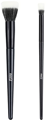 MSQ 2pcs Stippling Foundation Pinsel - Gesicht und Auge Präzision Pinsel Mit Synthetikfasern für Puderblusher